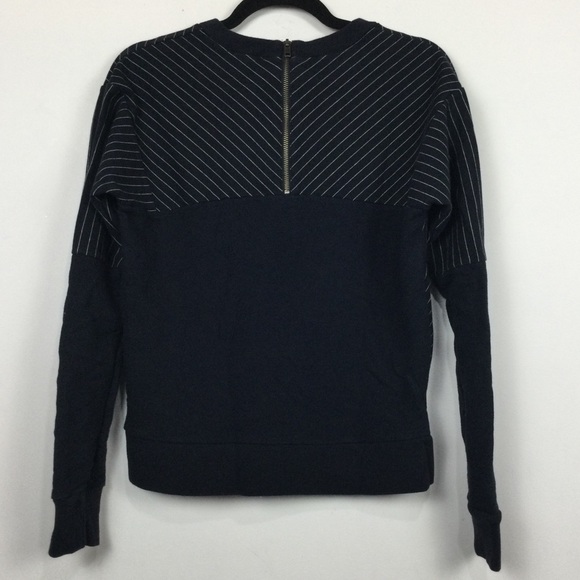 J. Crew Pieced Pinstripe Pullover Sweatshirt Blue - Picture 3 of 6